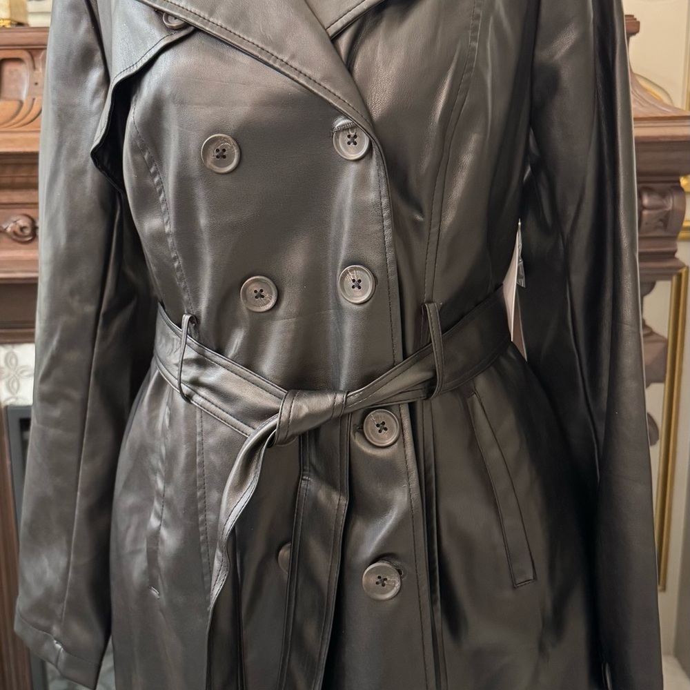 Women's Black Double-Breasted Trench Coat